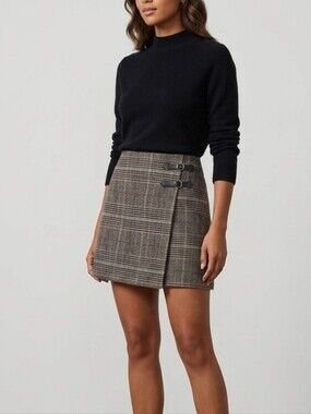 Sadie & Sage Plaid Mini Skirt with Buckle Detail